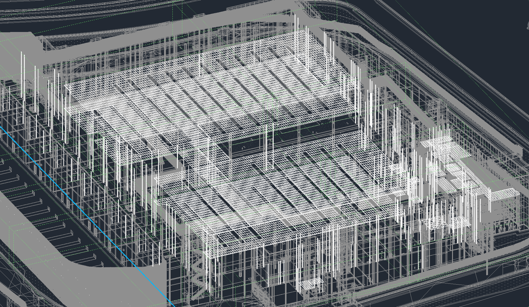 King-stud and ceiling-grid model shown within the anonymous data-center coordination environment